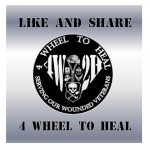 4 Wheel to Heal circle logo and text "LIKE AND SHARE 4 WHEEL TO HEAL"