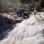 Doug with ForbiddenJeeps comes down "Dishpan" a rock "waterfall"